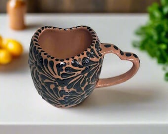 Black Talavera Heart Mug – Slightly Imperfect & Handmade