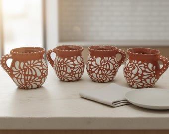 Set of 50 Brown Talavera Jarritos | Handcrafted Mexican Clay Mugs