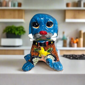 Talavera Dog Statue | Colorful Hand-Painted Mexican Puppy Decor