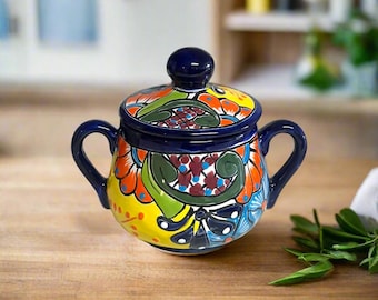 Handmade Talavera Sugar Jar | Colorful Mexican Ceramic Pot