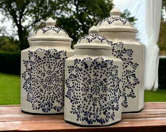 Colorful Talavera Canister Set | Handmade Mexican Pottery from Puebla