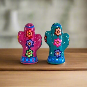 Talavera Cactus Salt & Pepper Set | Handmade Mexican Pottery