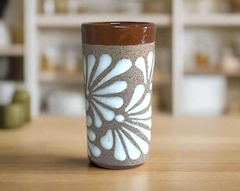 Rustikt Talavera-shotglas | Handgjort mexikanskt keramiskt dricksglas