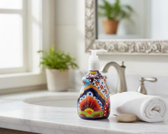 Talavera Soap Dispenser | Hand-Painted Mexican Ceramic Bathroom Decor