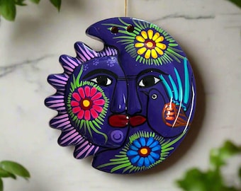 Guerrero Sun Moon Wall Art | Hand-Painted Mexican Eclipse Decor