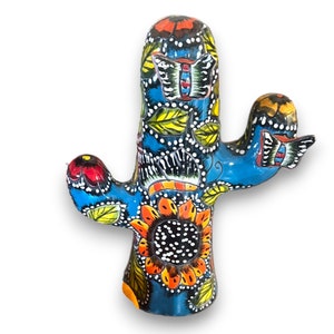 Statue de cactus Talavera colorée à la main Grand Art Culturel Mexicain image 4
