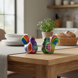 Set of 2 Chicken Salt and Pepper Shakers | Mexican Guerrero Pottery