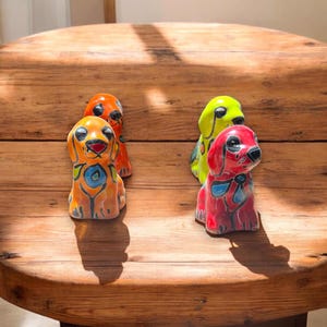 Colorful Talavera Dog Figurine Pair | Mexican Folk Art Decor