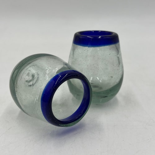 1 Hand Blown Shot Glass Cobalt Blue Etsy