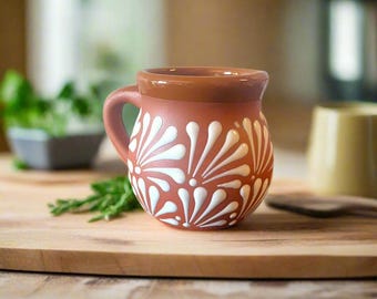 Mexican Clay Jarrito Mug | Handmade Brown Pottery Cup