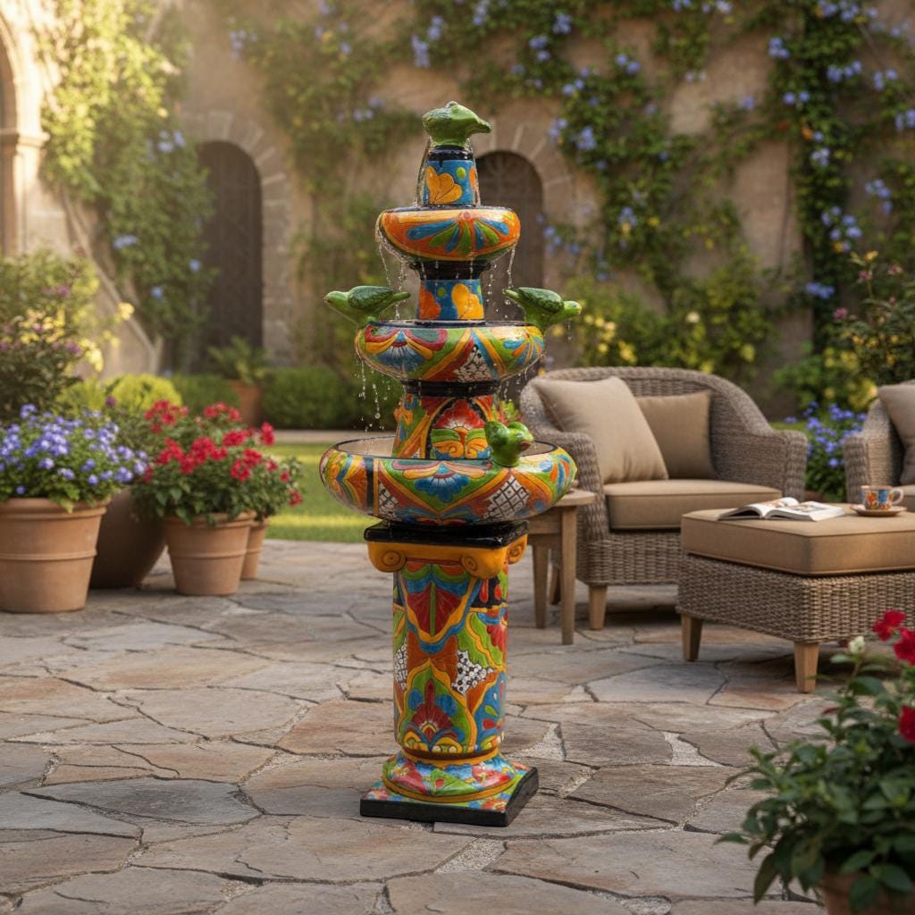 Handmade Talavera Fountain | Authentic Mexican Art - Etsy
