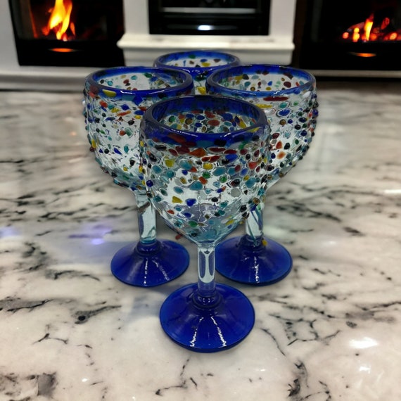 Vibrant Hand Blown Mexican Drinking Glasses