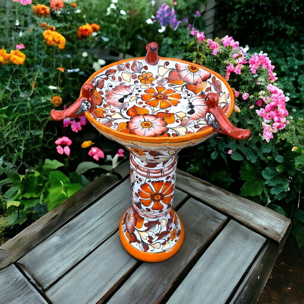 Handmade Talavera Bird Bath | Authentic Mexican Artwork (20” Diameter)