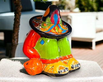 Colorful Handmade Talavera Canister | Sleeping Panchito Mexican Pottery