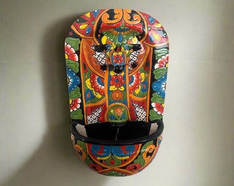 Talavera-muurfontein | Handgemaakt Mexicaans keramisch waterornament