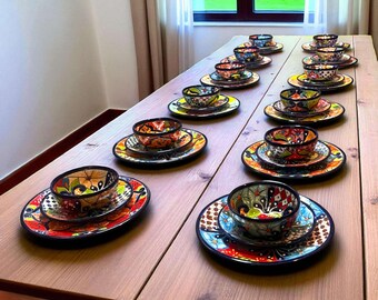 タラベラ食器セット：メキシコの花柄食器、8人用 - Etsy 日本