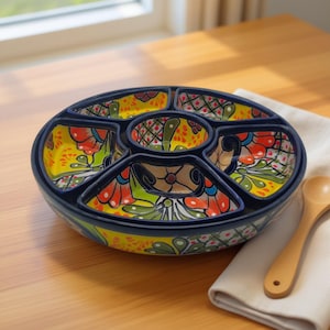 Talavera Appetizer Tray Set | Mexican Hand Painted Pottery
