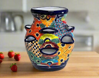 Talavera Strawberry Planter Pot | Hand-Painted Mexican Ceramic