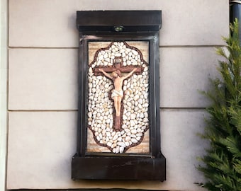 Handcrafted Jesus Water Fountain | Artisan Mexican Outdoor Decor