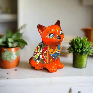 Chat Talavera | Décoration d&#39;intérieur d&#39;art folklorique mexicain peinte à la main