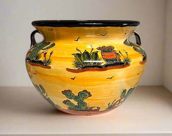 Extra Large Talavera Flower Pot | Hand-Painted Desert Design Planter