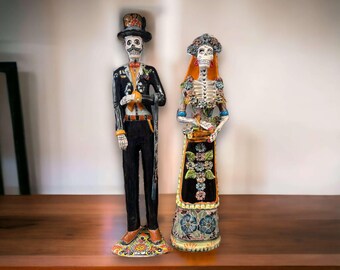 Talavera Skeleton Bride & Groom Set | Day of the Dead Pottery