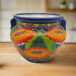 Talavera Ceramic Planter | Bright Sunflower Pot