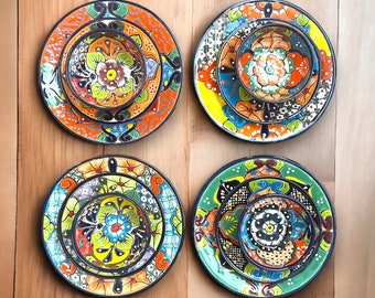 Authentic Handmade 33-Piece Mexican Talavera Dinnerware Set | Vibrant Floral Patterns (Seats 8)