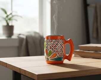 Colorful Handmade Mexican Coffee Mug | Talavera Ceramic Art