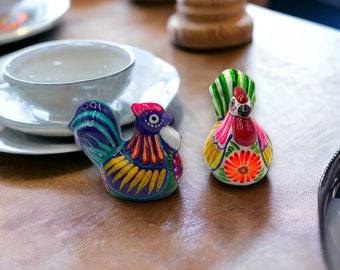 Set of 2 Mexican Handmade Salt and Pepper Shakers | Hand-Painted Talavera