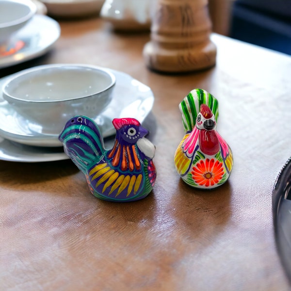 Set of 2 Mexican Handmade Salt and Pepper Shakers | Hand-Painted Talavera