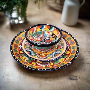 Handmade Talavera 12-Piece Dinnerware Set | Mexican Pottery for 4