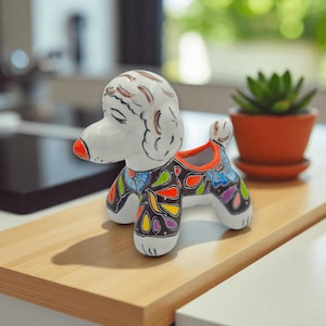 Colorful Talavera Poodle Planter | Mexican Hand-Painted Pottery