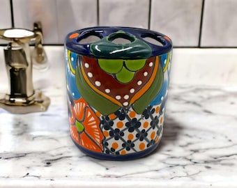 Talavera Tooth Brush Holder | Mexican Handmade Bathroom Essentials