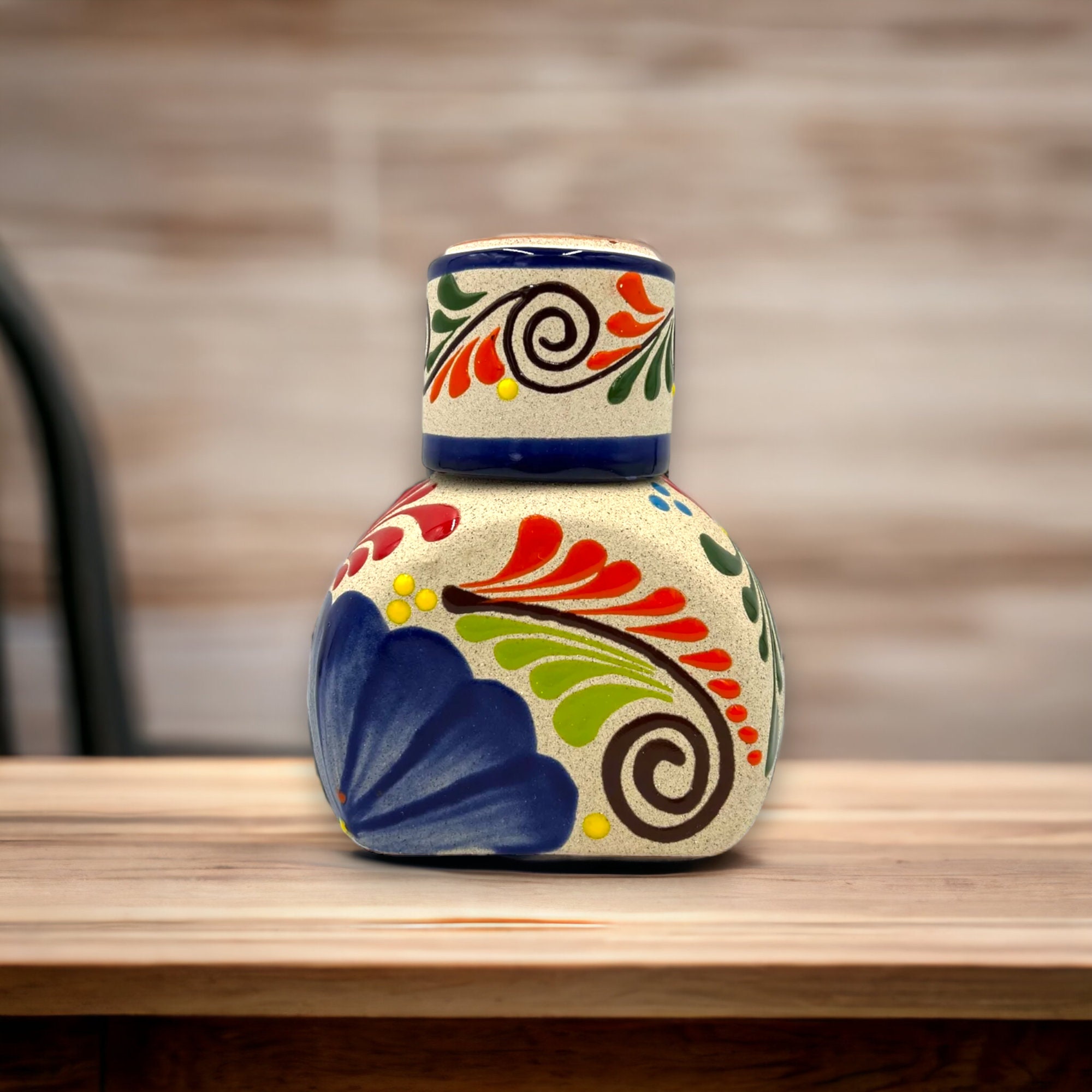 Large Mexican Hand-Painted Water Carafe