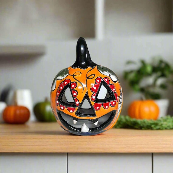 Talavera Jack-o'-lantern | Colorful Mexican Pumpkin Decor - Etsy