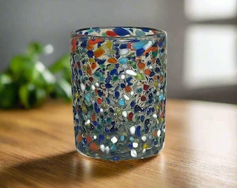 Confetti Pebbled Tumbler | Hand-Blown Mexican Glassware