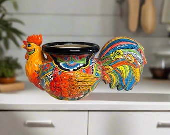 カラフルな陶器製タートル置物 約40cm 亀 メキシコ タラベラ陶器