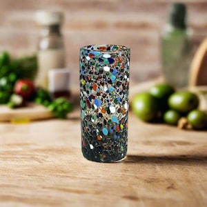 Hand Blown Double Shot Glass | Mexican Confetti Glassware