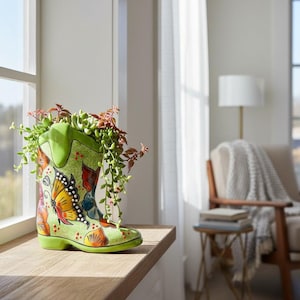 Hand-Painted Talavera Mexican Boot Flower Pot | Colorful Small Talavera Planter