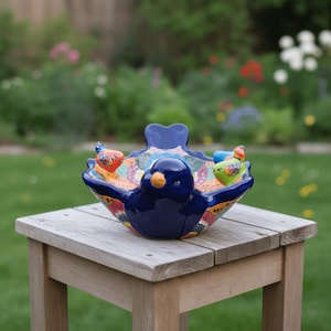 Colorful Talavera Bird Bath | Handcrafted Mexican Pottery Design