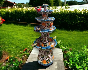 Large Talavera Fountain | Handmade Mexican Artwork (4 Feet Tall)