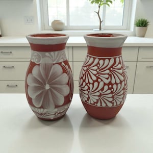 Terracotta Talavera Vase | Mexican Hand-Painted Pot