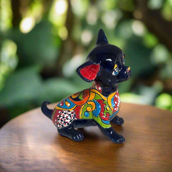 Talavera Chihuahua Statue | Sad Handmade Mexican Dog - Etsy