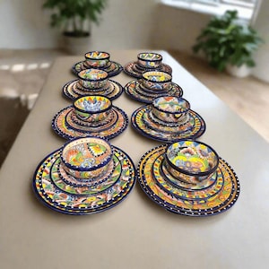 40-Piece Talavera Dinnerware Set | Colorful Tableware for 8