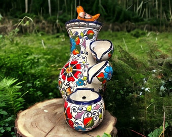 Handmade Talavera Fountain | Authentic Mexican Artwork (24” Tall)