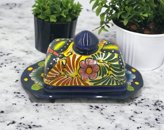 Colorful Talavera Butter Dish | Handmade Mexican Pottery for Western-Packed Butter