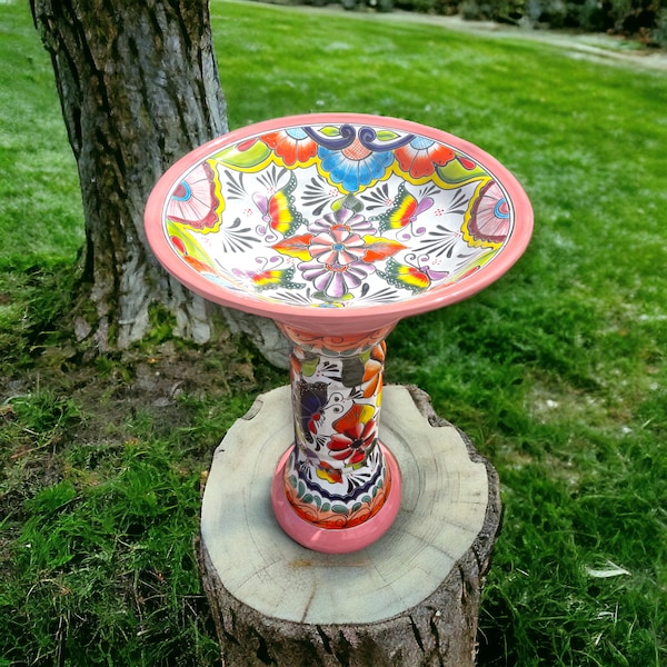 Handmade Talavera Bird Bath | Authentic Mexican Artwork (20” Diameter)