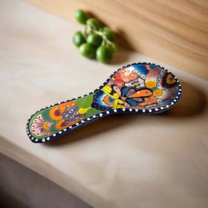 Hand-Painted Talavera Spoon Rest | Colorful Mexican Kitchen Decor