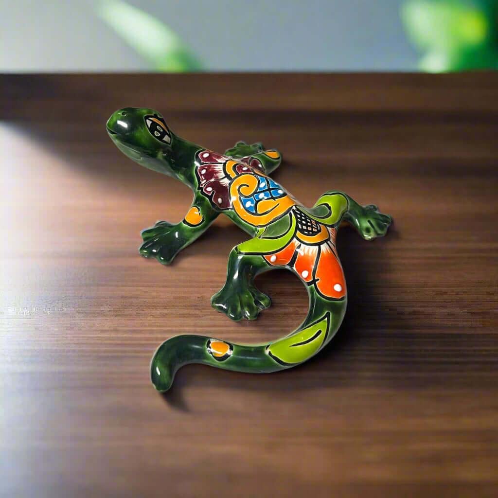 Talavera Lizard Figurine | Hand-painted Mexican Ceramic Sculpture
